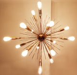 Brass Leaf Studio Shinny Brass Chandelier, Urchin Hanging Lamp, Starburst Chandelier Made of Full Brass 16 Lights
