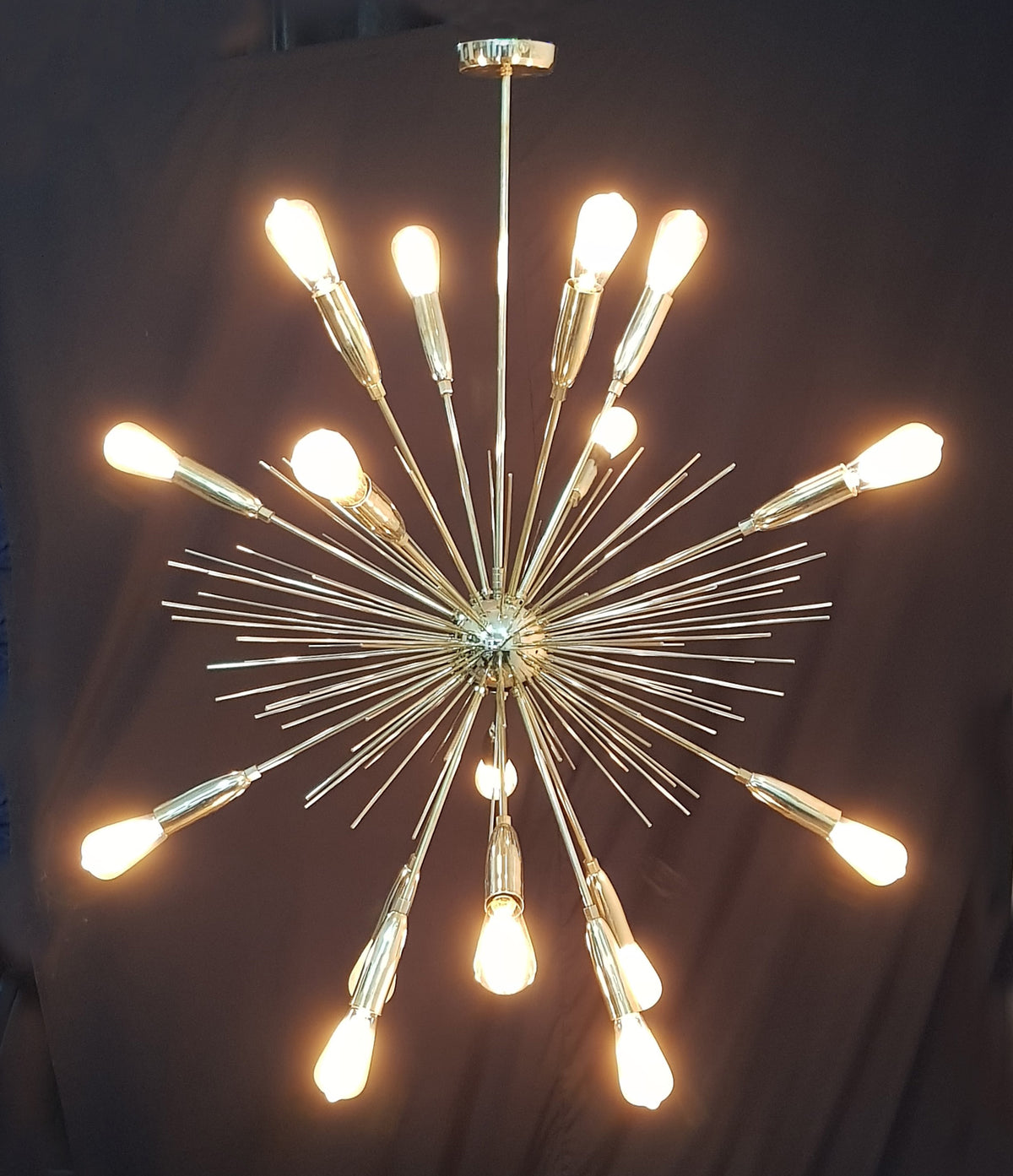 Brass Leaf Studio Shinny Brass Chandelier, Urchin Hanging Lamp, Starburst Chandelier Made of Full Brass 16 Lights