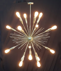 Brass Leaf Studio Shinny Brass Chandelier, Urchin Hanging Lamp, Starburst Chandelier Made of Full Brass 16 Lights