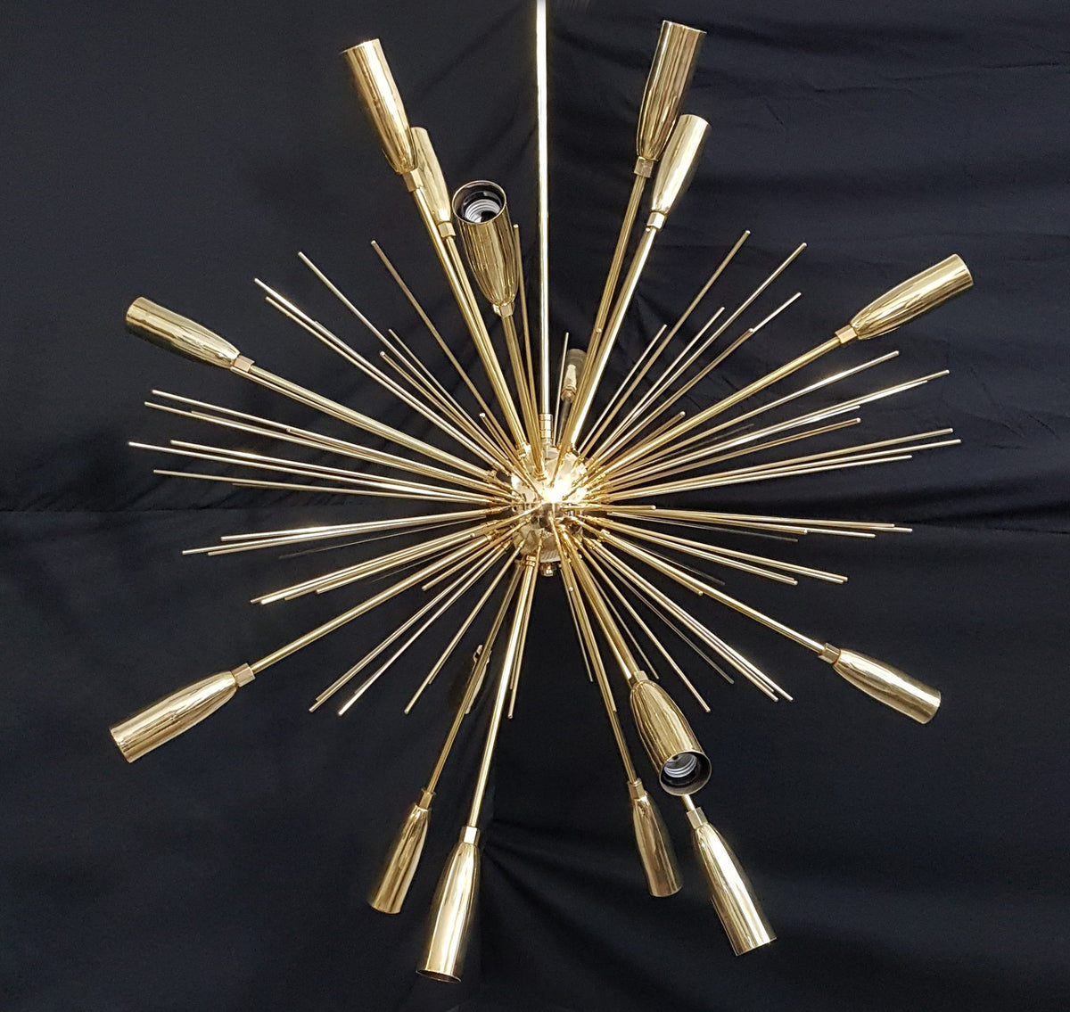 Brass Leaf Studio Shinny Brass Chandelier, Urchin Hanging Lamp, Starburst Chandelier Made of Full Brass 16 Lights