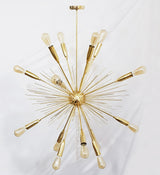 Brass Leaf Studio Shinny Brass Chandelier, Urchin Hanging Lamp, Starburst Chandelier Made of Full Brass 16 Lights