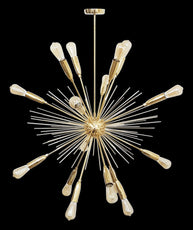 Brass Leaf Studio Shinny Brass Chandelier, Urchin Hanging Lamp, Starburst Chandelier Made of Full Brass 16 Lights