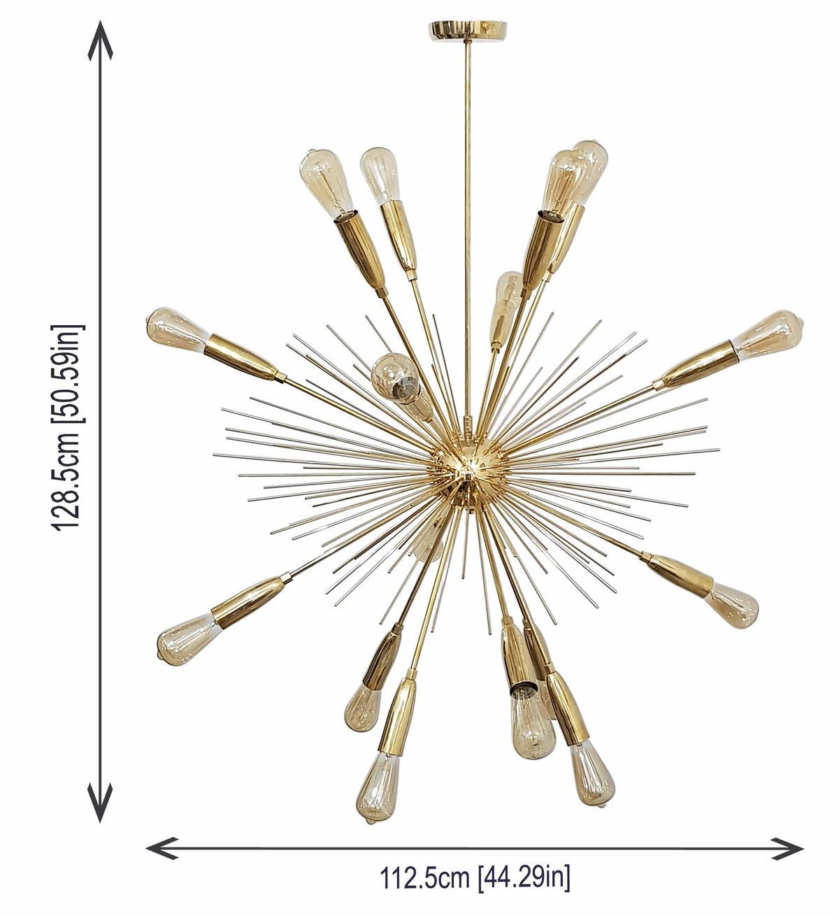 Brass Leaf Studio Shinny Brass Chandelier, Urchin Hanging Lamp, Starburst Chandelier Made of Full Brass 16 Lights