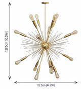 Brass Leaf Studio Shinny Brass Chandelier, Urchin Hanging Lamp, Starburst Chandelier Made of Full Brass 16 Lights