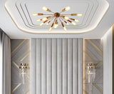 Mid-Century Modern Sputnik Flush Mount Ceiling Light – Customizable Brass or Copper Chandelier - 32120