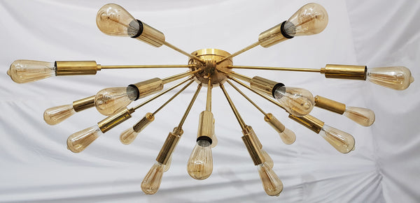 Shinny Brass Sputnik Chandelier , Handmade Hanging Lamp made of full Brass , Mid Century Ceiling Lamp Handcrafted 18 lights/arms - 32120