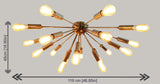 Mid-Century Modern Sputnik Flush Mount Ceiling Light – Customizable Brass or Copper Chandelier - 32120
