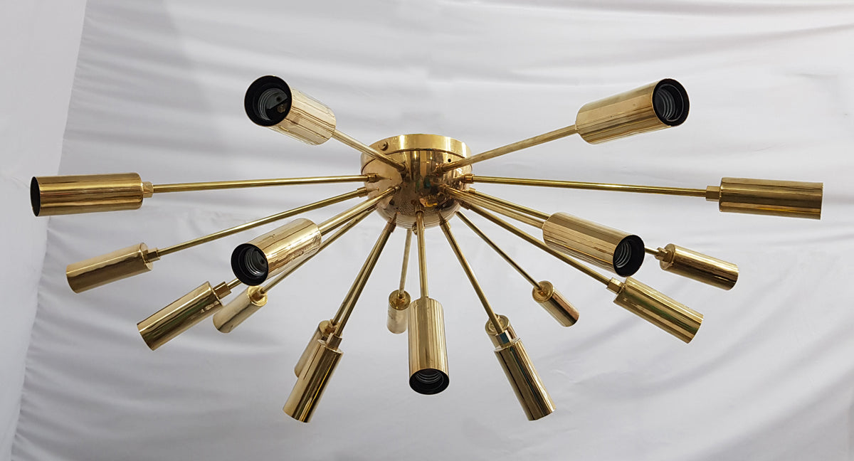 Mid-Century Modern Sputnik Flush Mount Ceiling Light – Customizable Brass or Copper Chandelier - 32120
