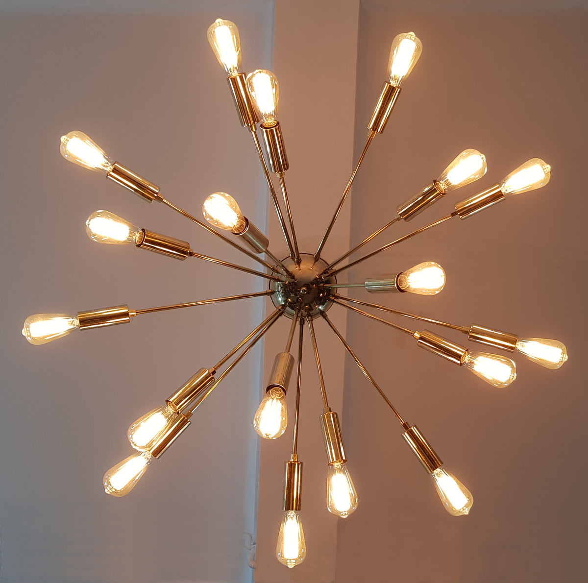 Mid-Century Modern Sputnik Flush Mount Ceiling Light – Customizable Brass or Copper Chandelier - 32120
