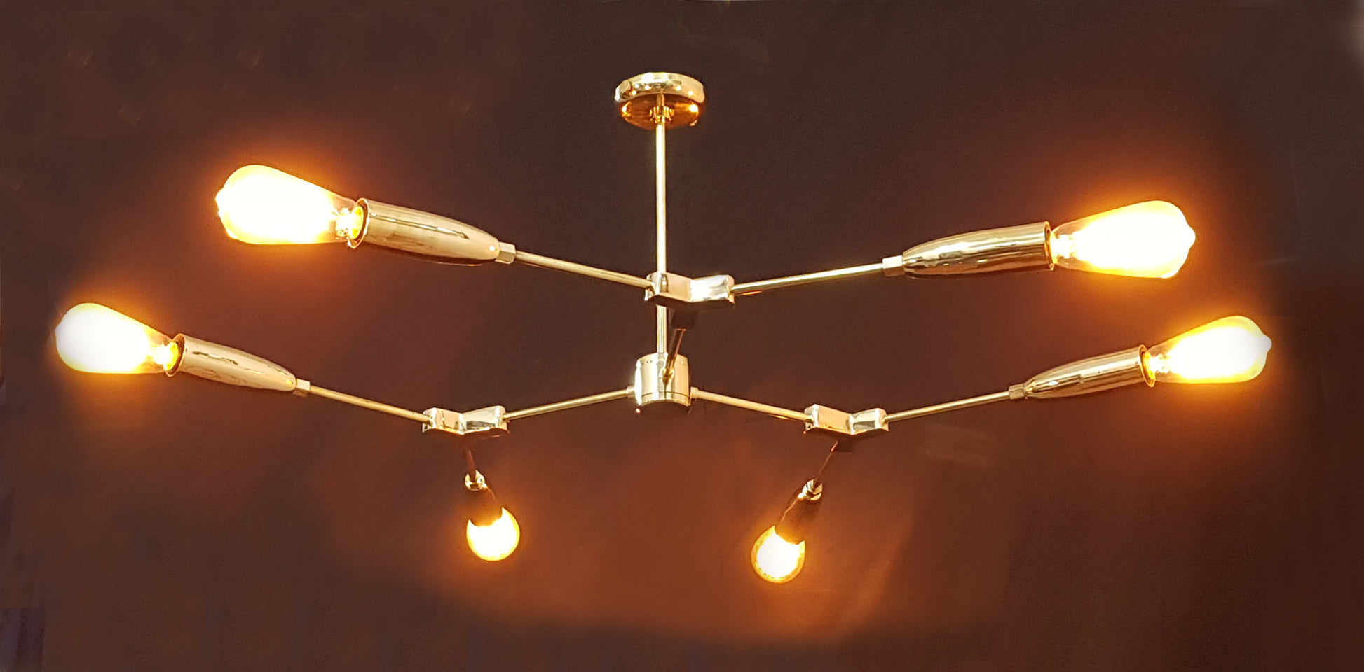 6 Arms Brass Sputnik Chandelier 40" Wide - 32126