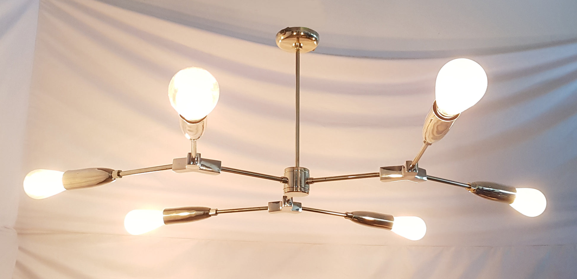 6 Arms Brass Sputnik Chandelier 40" Wide - 32126