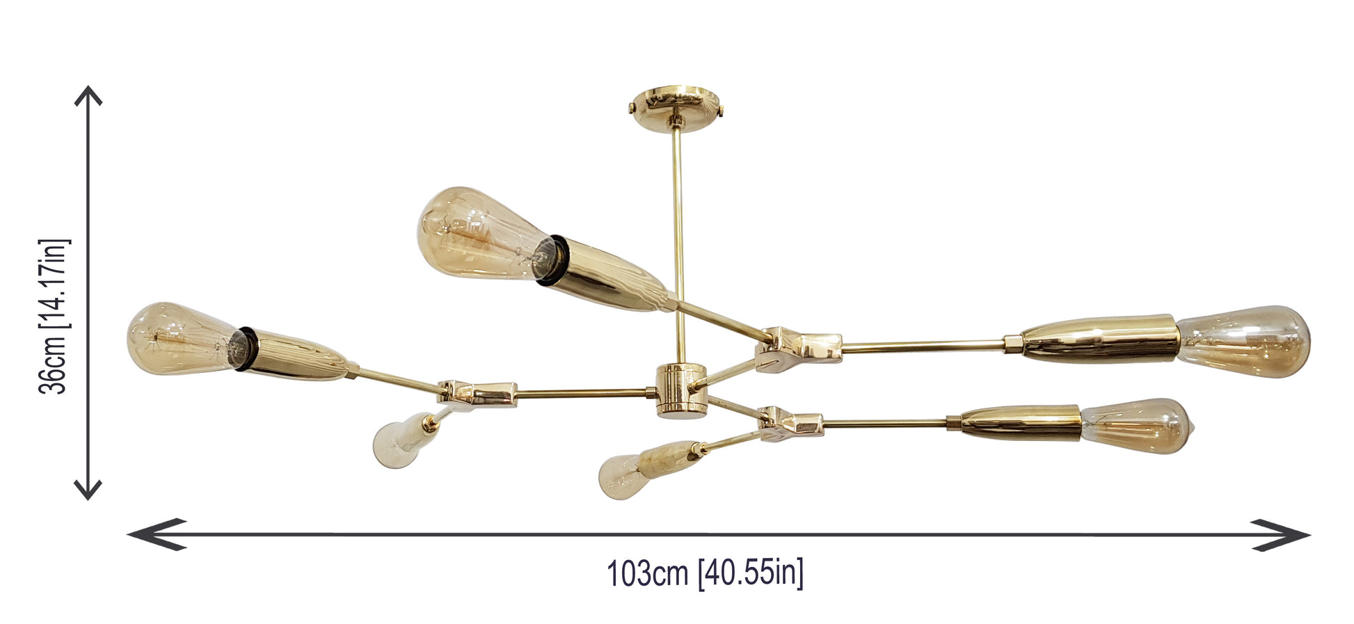 6 Arms Brass Sputnik Chandelier 40" Wide - 32126