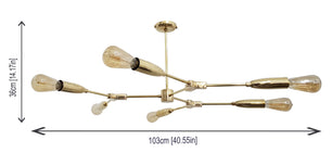 6 Arms Brass Sputnik Chandelier 40