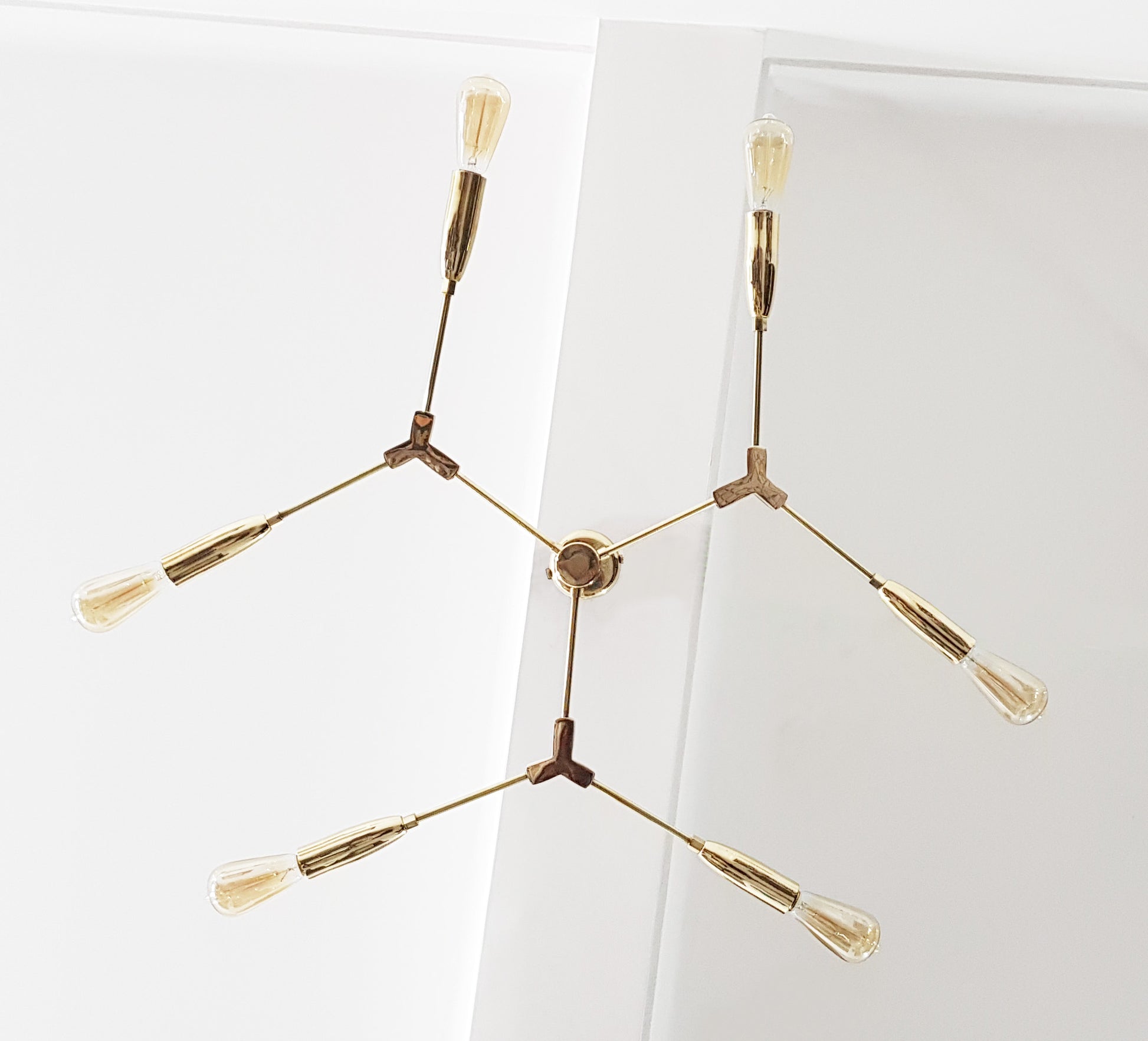 6 Arms Brass Sputnik Chandelier 40" Wide - 32126