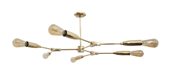 6 Arms Brass Sputnik Chandelier 40" Wide - 32126