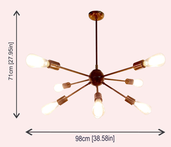 8 Arms Brass Sputnik Chandelier 38" Wide - 32129