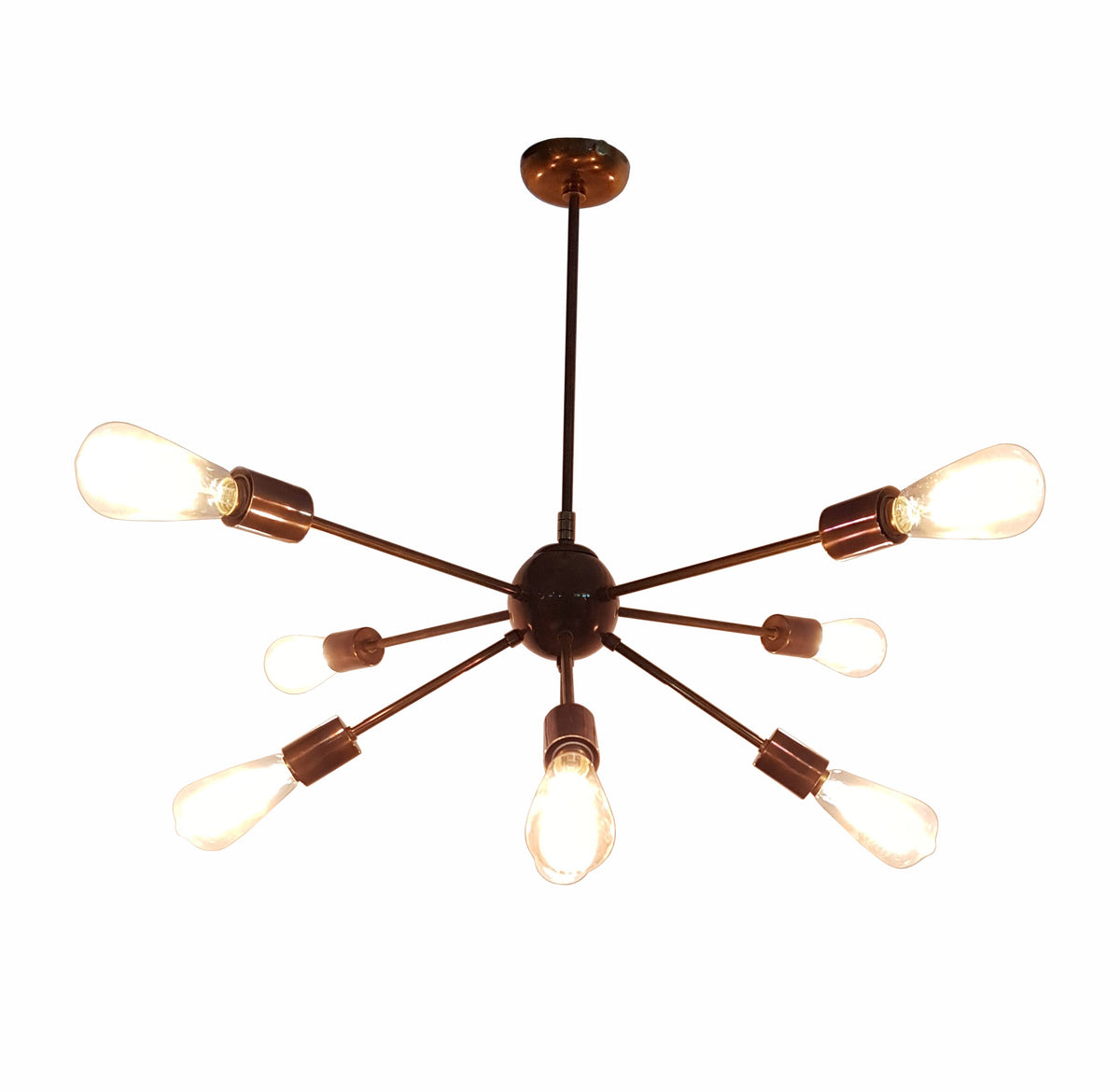 Customizable Bare Bulb Sputnik Chandelier – Industrial Mid-Century Modern Brass or Copper Pendant Light - 32129