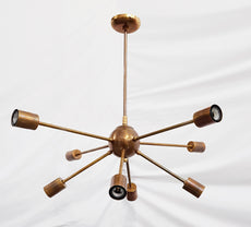 Brass Leaf Studio Premium Ceiling Lamp Brass Patina Finish, Sputnik Chandelier Made of Full Brass, Pendant Ceiling Light 8 arms/Light