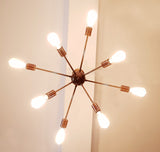 Customizable Bare Bulb Sputnik Chandelier – Industrial Mid-Century Modern Brass or Copper Pendant Light - 32129