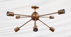 Industrial Sputnik Chandelier | Custom Brass Ceiling Light | Mid Century Modern Light Fixture Handmade Lighting | Steampunk Style Lamp - 32130
