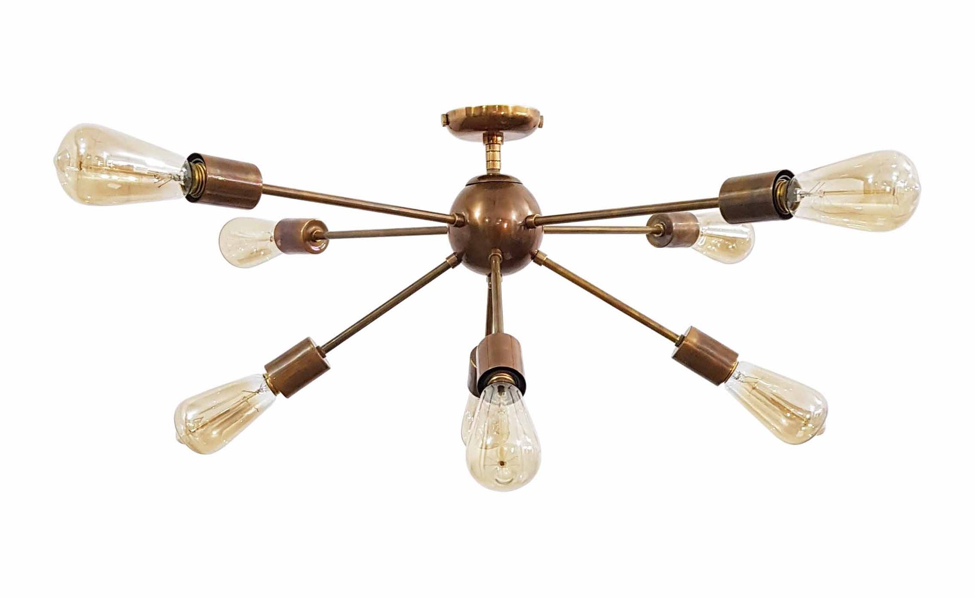 8 Arms Brass Sputnik Chandelier 38" Wide - 32130