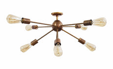 Industrial Sputnik Chandelier | Custom Brass Ceiling Light | Mid Century Modern Light Fixture Handmade Lighting | Steampunk Style Lamp - 32130