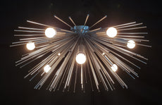 Industrial Brass Made, 9 Lights Brass Urchin Chandelier Pendant Flush-Mount Ceiling Lamp Mid Century 1950's Brass Light for Bedroom, Lobby, Foyer, Living Room