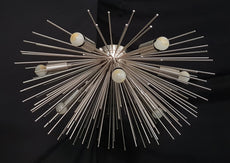 Industrial Brass Made, 9 Lights Brass Urchin Chandelier Pendant Flush-Mount Ceiling Lamp Mid Century 1950's Brass Light for Bedroom, Lobby, Foyer, Living Room