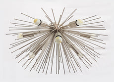 Industrial Brass Made, 9 Lights Brass Urchin Chandelier Pendant Flush-Mount Ceiling Lamp Mid Century 1950's Brass Light for Bedroom, Lobby, Foyer, Living Room