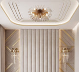 Customizable Brass Urchin Flush Mount Ceiling Light | Starburst Chandelier | Modern Mid-Century Lighting | Handmade |  - 32134