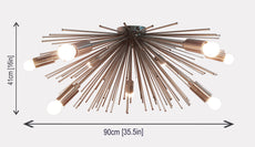 Modern Brushed Nickel Sputnik Chandelier – Customizable Bare Bulb Starburst Ceiling Light Fixture - 32135