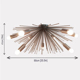 Modern Brushed Nickel Sputnik Chandelier – Customizable Bare Bulb Starburst Ceiling Light Fixture - 32135