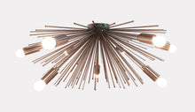 Modern Brushed Nickel Sputnik Chandelier – Customizable Bare Bulb Starburst Ceiling Light Fixture - 32135