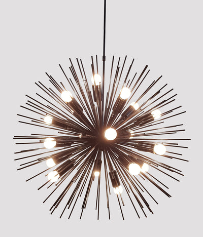 Dramatic Starburst Sputnik Chandelier – Mid-Century Modern Pendant with Radiating Rods and Exposed Bulbs - 32136