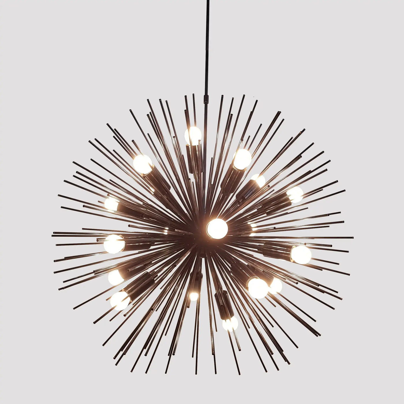 Dramatic Starburst Sputnik Chandelier – Mid-Century Modern Pendant with Radiating Rods and Exposed Bulbs - 32136