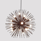 Dramatic Starburst Sputnik Chandelier – Mid-Century Modern Pendant with Radiating Rods and Exposed Bulbs - 32136