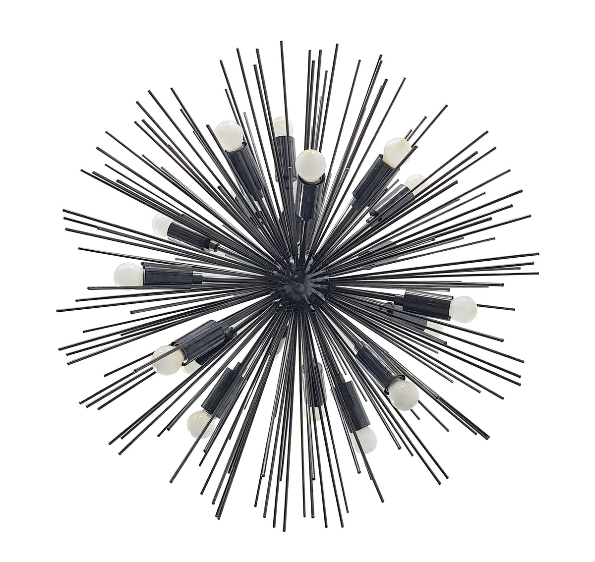 Dramatic Starburst Sputnik Chandelier – Mid-Century Modern Pendant with Radiating Rods and Exposed Bulbs - 32136