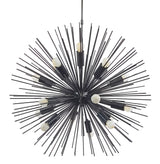 Dramatic Starburst Sputnik Chandelier – Mid-Century Modern Pendant with Radiating Rods and Exposed Bulbs - 32136