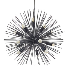 Dramatic Starburst Sputnik Chandelier – Mid-Century Modern Pendant with Radiating Rods and Exposed Bulbs - 32136