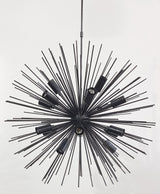 Dramatic Starburst Sputnik Chandelier – Mid-Century Modern Pendant with Radiating Rods and Exposed Bulbs - 32136