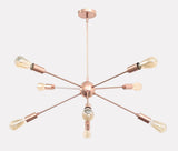 Minimalist Copper Sputnik Chandelier – Industrial Mid-Century Bare Bulb Pendant Light Fixture - 32138