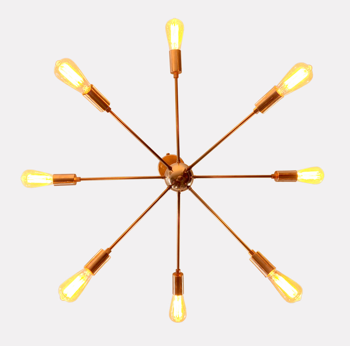 Minimalist Copper Sputnik Chandelier – Industrial Mid-Century Bare Bulb Pendant Light Fixture - 32138
