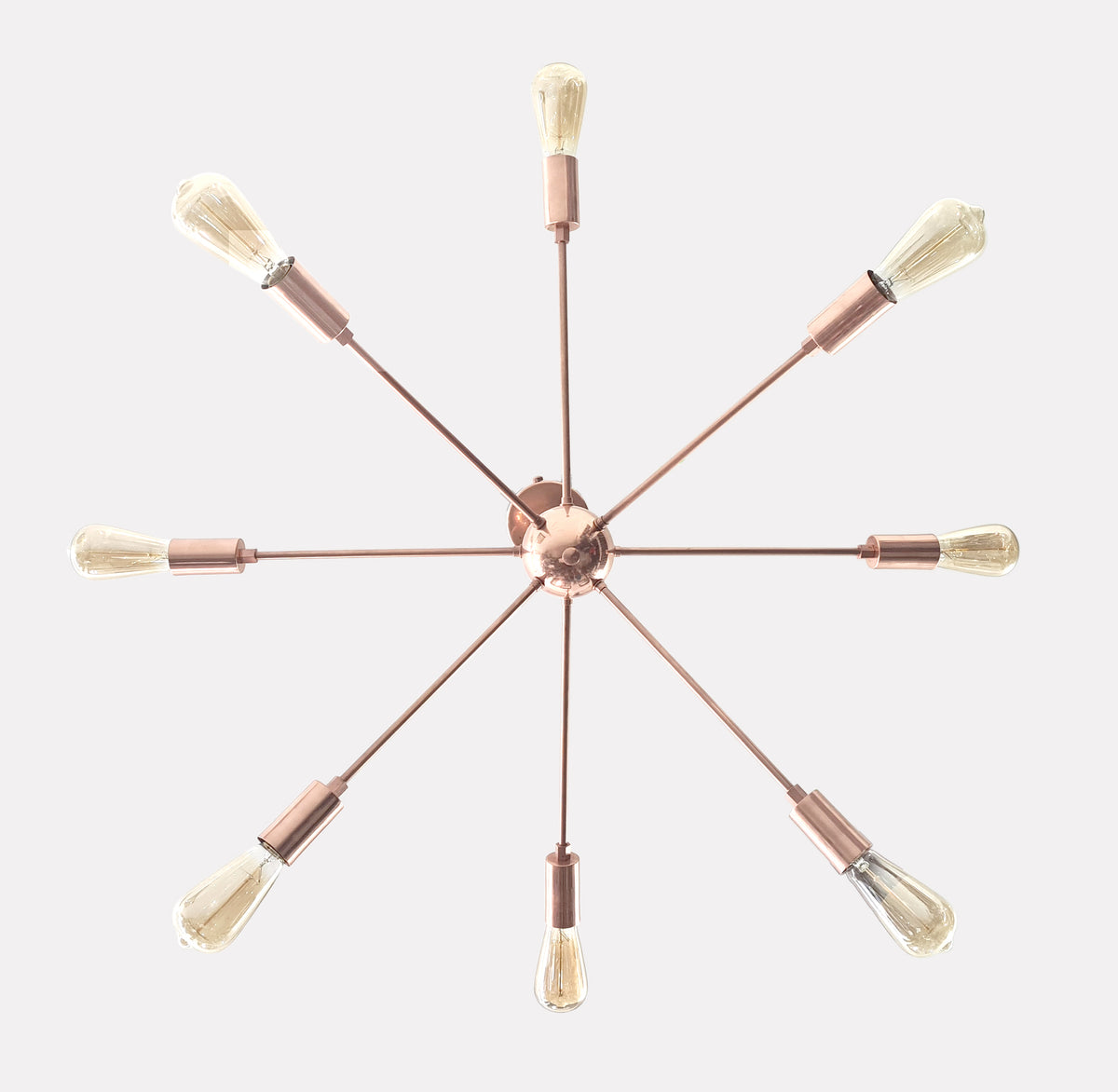 Minimalist Copper Sputnik Chandelier – Industrial Mid-Century Bare Bulb Pendant Light Fixture - 32138