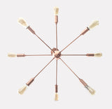 Minimalist Copper Sputnik Chandelier – Industrial Mid-Century Bare Bulb Pendant Light Fixture - 32138