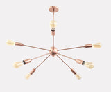 Minimalist Copper Sputnik Chandelier – Industrial Mid-Century Bare Bulb Pendant Light Fixture - 32138