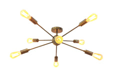 Industrial Brass Made, 8 Arm Brass Sputnik Chandelier Mid Century Starburst Modern Chandelier Made of Brass, Pendant Ceiling Light