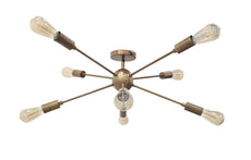 Industrial Brass Made, 8 Arm Brass Sputnik Chandelier Mid Century Starburst Modern Chandelier Made of Brass, Pendant Ceiling Light