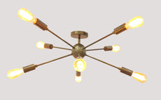 Industrial Brass Made, 8 Arm Brass Sputnik Chandelier Mid Century Starburst Modern Chandelier Made of Brass, Pendant Ceiling Light