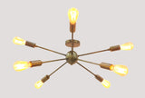 Industrial Mid-Century Modern Sputnik Chandelier – 8-Light Bare Bulb Brass Starburst Pendant Ceiling Fixture - 32142