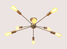 Industrial Brass Made, 8 Arm Brass Sputnik Chandelier Mid Century Starburst Modern Chandelier Made of Brass, Pendant Ceiling Light